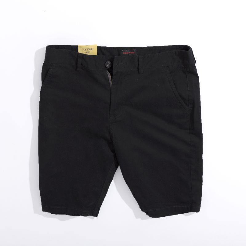 Quần short kaki nam 𝗣𝗜𝗡𝗘 𝗦𝗧𝗢𝗥𝗘 màu đen thời trang dệt từ 100% cotton thoáng mát, bền bỉ cùng khả năng co giãn tốt