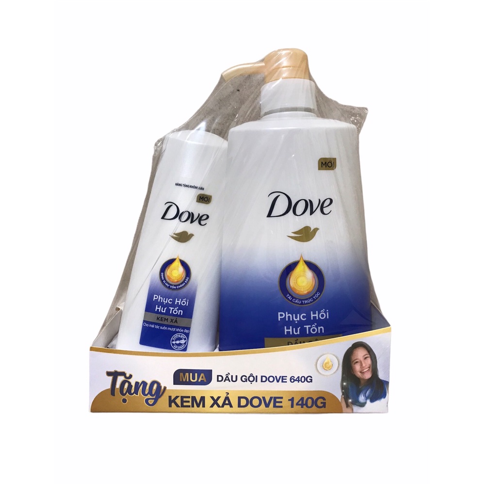 Dầu gội Dove phục hồi hư tổn 640g tặng xả 140g
