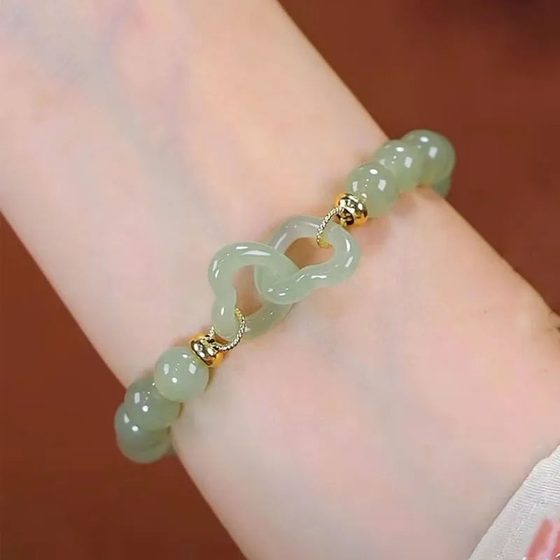 Vòng Tay Đá Ngọc Bích Hetian Thời Trang Sang Trọng Cho Nữ