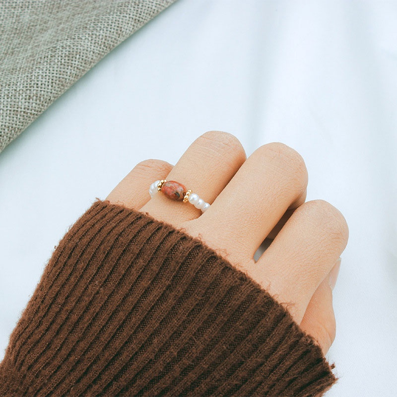 Nhẫn Đính Ngọc Trai Nhân Tạo Thời Trang Cho Nữ