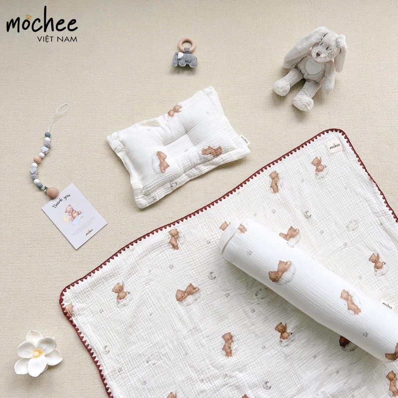 Chăn Xô Kèm Gối Lõm Muslin Mochee