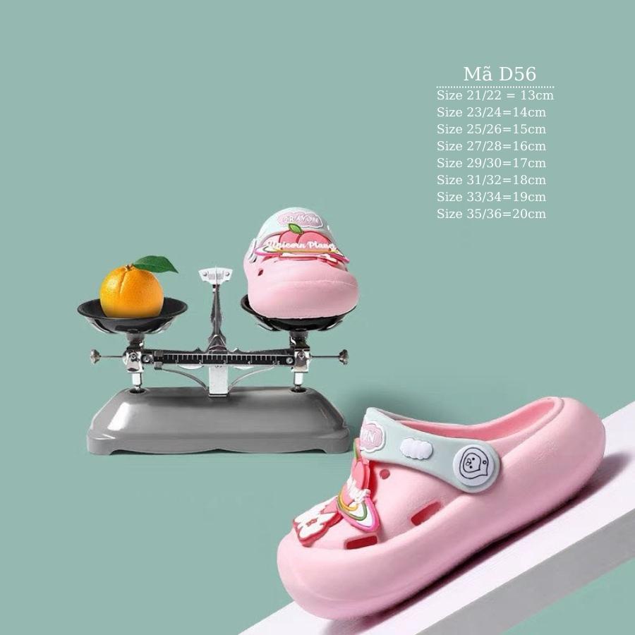 Dép sục cho bé Babyhattieu cross bé gái có quai hậu nhựa dẻo êm đi trong nhà đi biển trái đào dễ thương 1 - 8 tuổi D56