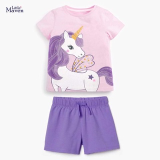 Bộ hè cotton tím Pony cho bé gái 2-7 tuổi LM2Y0101 - Little Maven Chính Hãng
