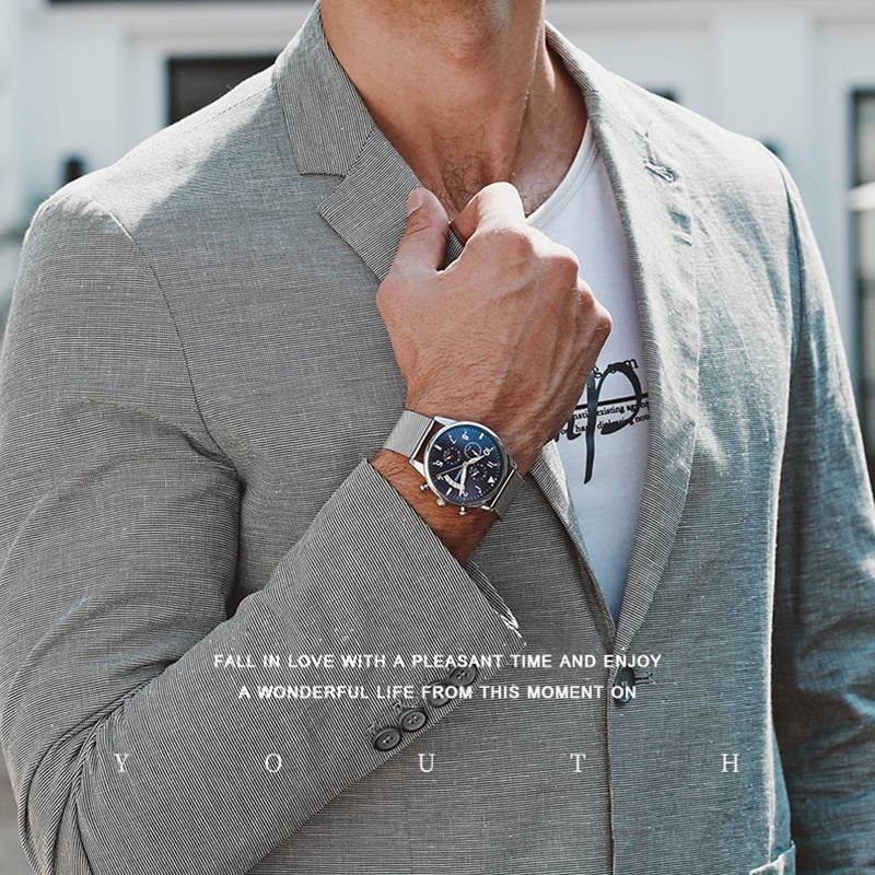 Đồng Hồ Đeo Tay Phong Cách Doanh Nhân Chống Thấm Nước Đa Năng Dành Cho Nam