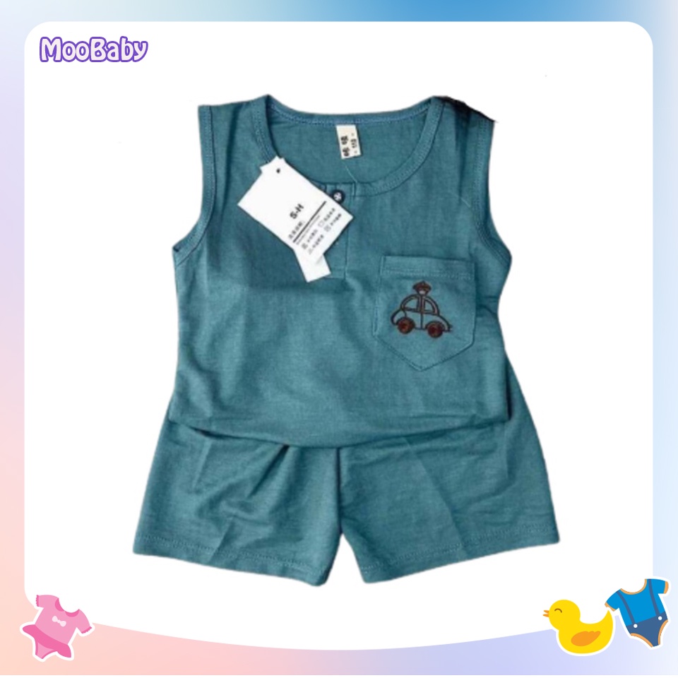 Bộ Ba Lỗ Sát Nách Túi In Ô Tô Cho Bé Trai Bé Gái Mặc Đều Xinh Chất Thun Lạnh Cao Cấp - MOOBABY SHOP