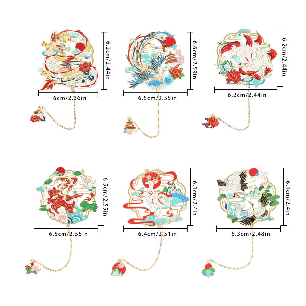 JANE Brass Bookmark School Office Supplies Pendant Chinese style Retro Painted