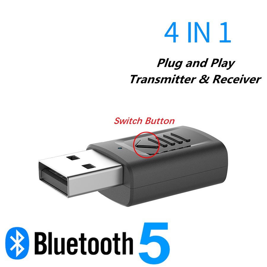 Usb Bluetooth Truyền Tín Hiệu Âm Thanh 5.0 Pc Tv 4 Trong 1