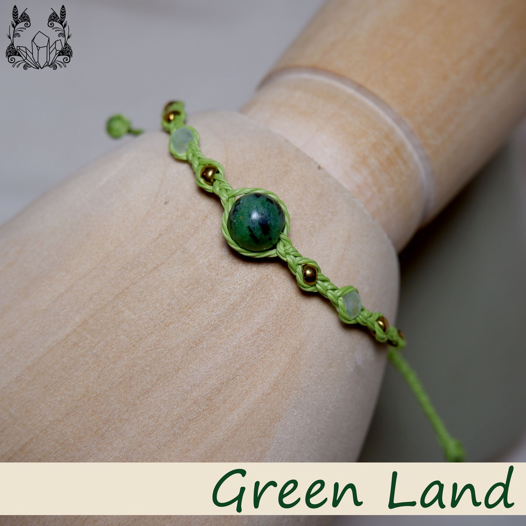 GREENLINE  Vòng tay tông xanh lá dễ thương, handmade, thắt dây , thủ công