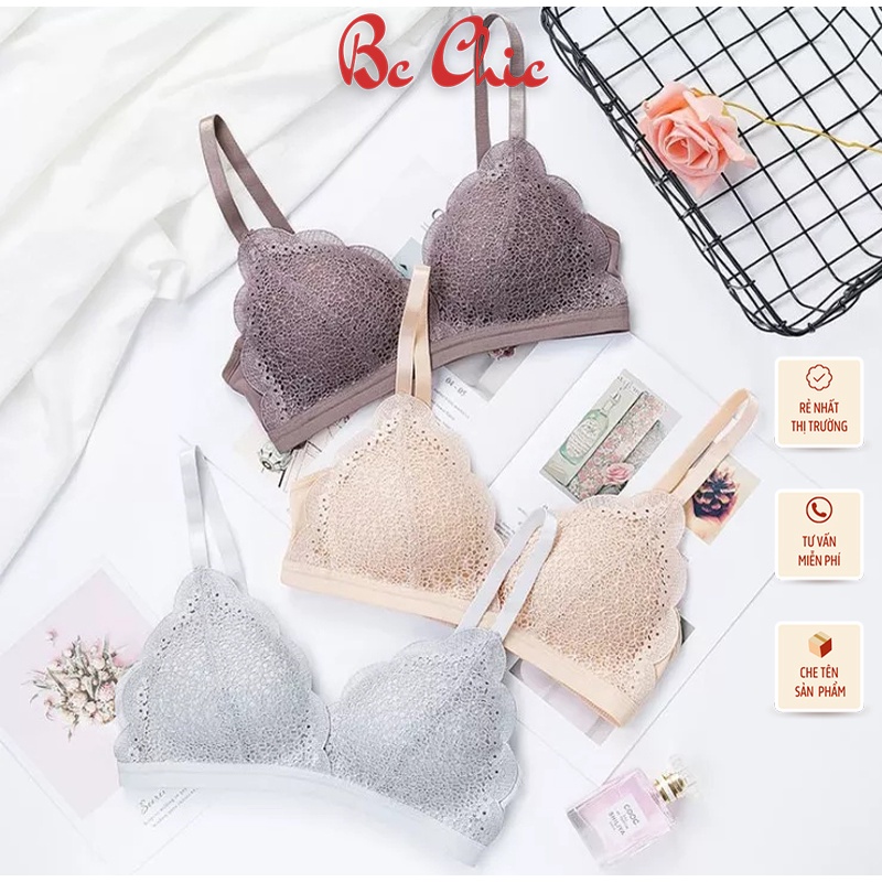 Áo lót đệm mỏng ren hoa đào 34-36-38 A08 BC_CHIC LINGERIE