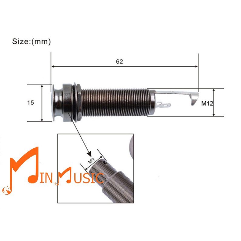 Đầu Jack Cái Dài Dành Cho Đàn Guitar Bass I 6.35mm Electric Guitar Cylinder Clip End Pin Mono Panel Plating Output Jack