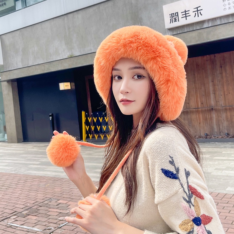 Mũ Lông Đại Hàn Giữ Ấm Cho Mùa Đông, Mũ Bông Giữ Nhiệt Nữ Cao Cấp