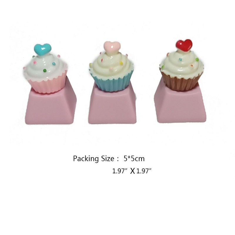 cc 1Pc DIY PBT Keycap Pink Cute Cake Ice Cream for mechanical keyboards R4 Height Children's Gifts