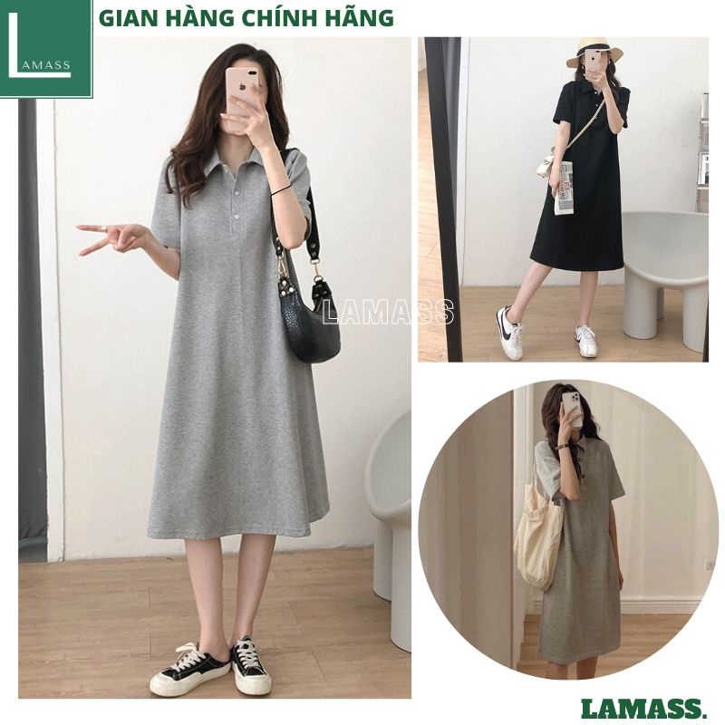 Đầm polo cổ đức dáng suông hàn quốc tiểu thư bánh bèo dễ thương ulzzang chất cottong mát mùa hè -LAZASHION