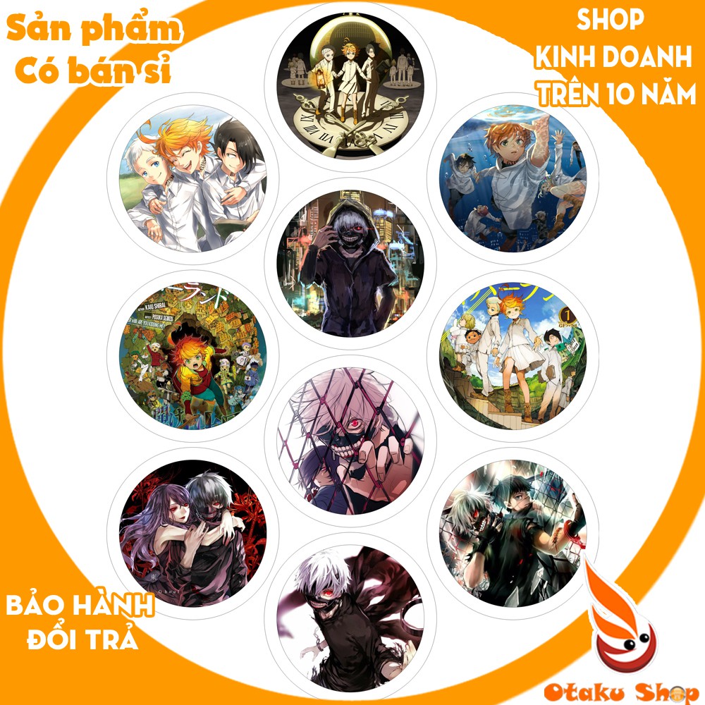 &lt;20/640 MẪU&gt; Huy hiệu anime Thợ Săn Hunter X hunter, Ngạ Quỷ Tokyo Ghoul, Dororo và The Promised Neverland