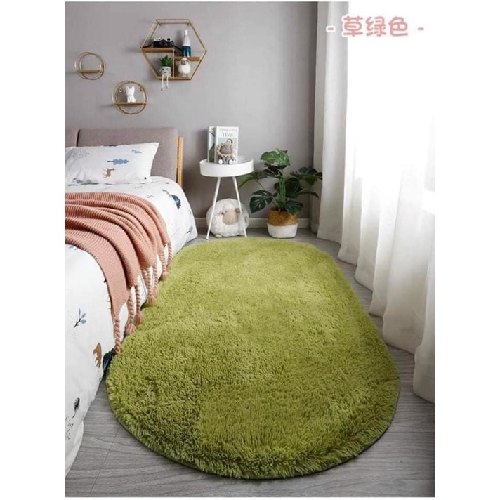 Thảm Lông Trải Sàn Hình Oval - Size 1mx1m6 - Có đế chống trượt