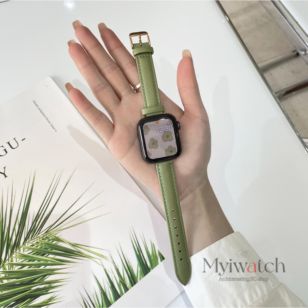 Dây đeo bằng da 40mm 44mm 45mm thích hợp cho apple iwatch series 7 6 5 se 4 3 2 38mm 42mm 41mm