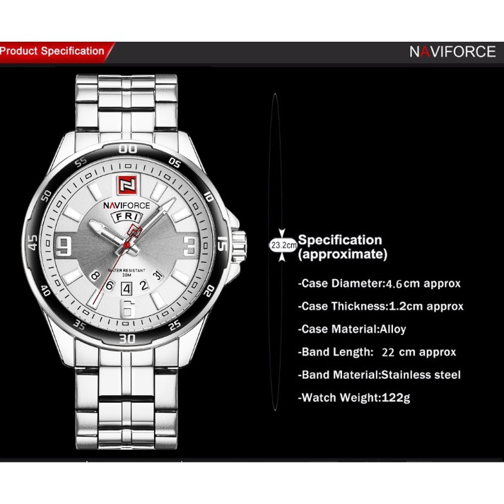 Đồng hồ nam dây thép đẳng cấp Naviforce 9106