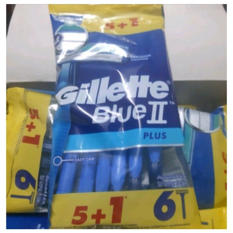 Dao cạo râu Gillette Blue II Plus (Bịch 6 cây)Dao cạo râu Gillette Blue 2 Plus Cán xanh