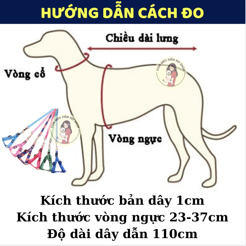 Dây dắt chó mèo nhỏ 1cm, phụ kiện cho thú cưng dẫn đi chơi dạo Con Mèo Xiêm