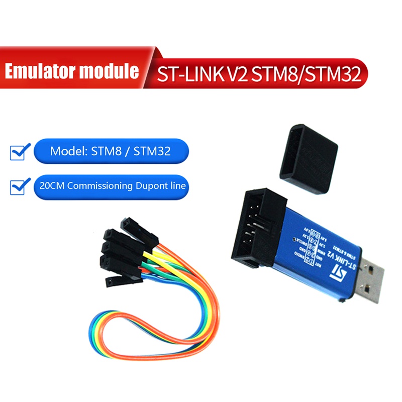 ST LINK V2 STM8 STM32 Simulator Download Programmer Programming with Cover DuPont Cable for PC