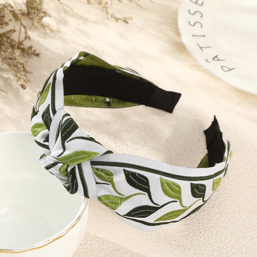 Băng Đô Cài Tóc Thắt Nút Thêu Họa Tiết Hoa Lá Phong Cách Dân Tộc Cổ Điển Thời Trang Cho Nữ