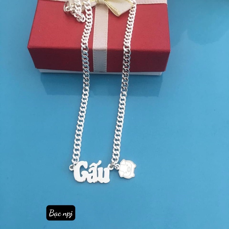 Dây chuyền cho bé, Vòng cổ khắc tên , Hoạ tiết kèm con giáp ⚡️ XINH XẮN ⚡️ Bạc Ta - Bạc Npj
