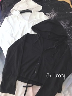 Áo nỉ mũ crotop rút dây