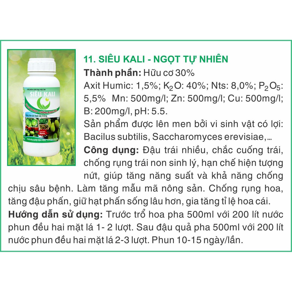 CHẾ PHẨM SINH HỌC SIÊU KALI HLC 500ml .Hàng công ty chính hãng