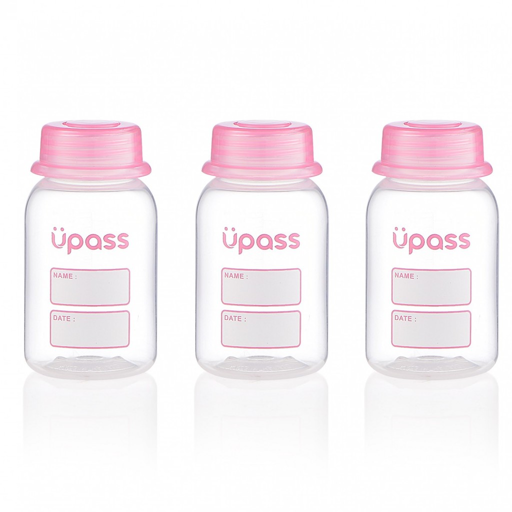 Bộ 3 bình trữ sữa Upass cổ hẹp 125ml UP0101W (không hộp)
