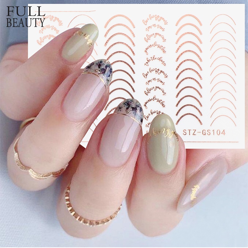 Nhãn Dán Trang Trí Móng Tay Họa Tiết Đường Cong 3D Bằng Kim Loại CHSTZ-GS104