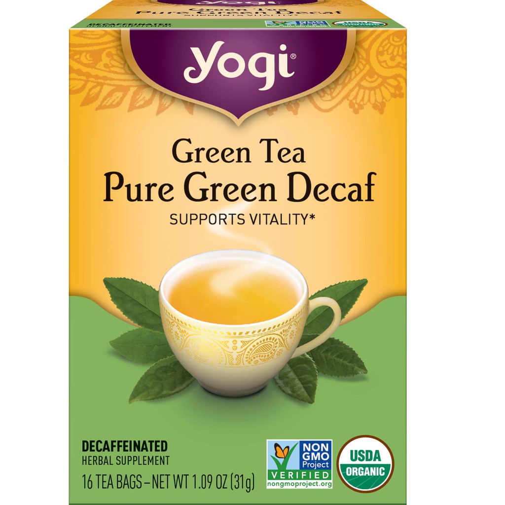 [Yogi] Trà Hữu Cơ Hỗ Trợ Sinh Lực - Yogi Tea Green Tea Pure Green Decaf