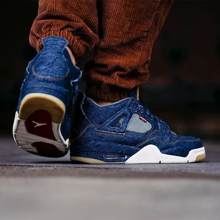 【With shoe box】Giày Nike Air Jordan 4 Retro Levi's Xanh Dương uy tín