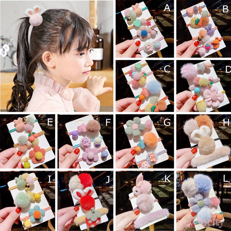 Set dây buộc tóc đàn hồi phong cách Hàn Quốc trang trí đáng yêu cho bé