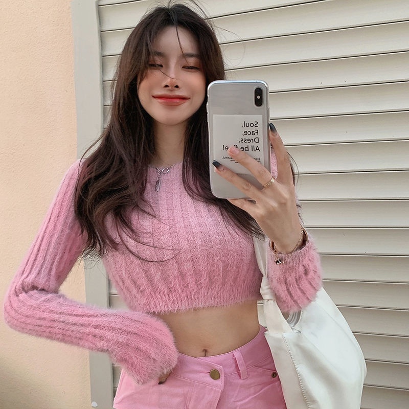 Áo len tay dài dáng ôm thời trang xuân thu mới cho nữ