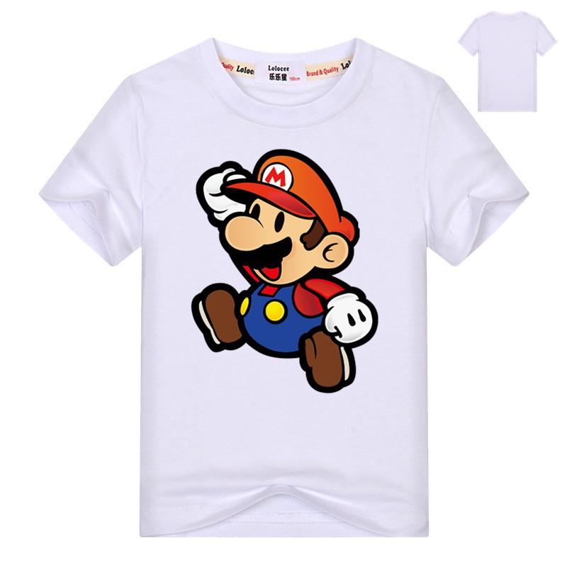 Áo thun in hình anh em Super Mario-quần áo cotton mùa hè cho bé trai-trẻ em tay áo ngắn phim hoạt hình t