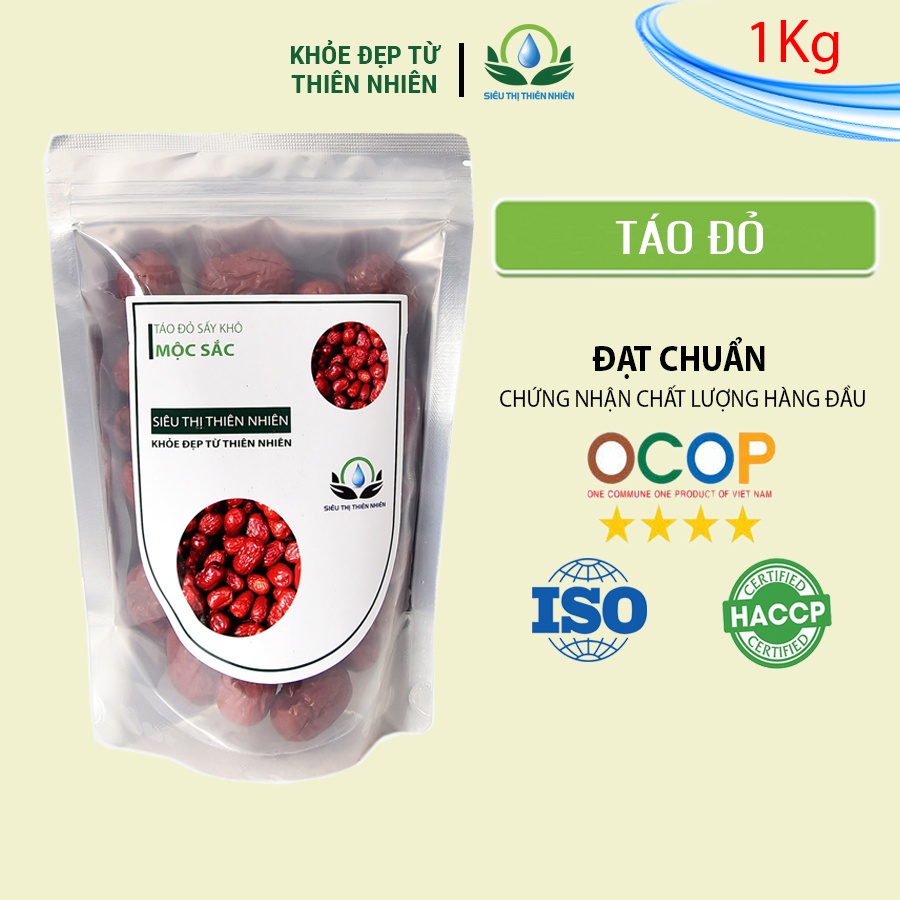 Trà táo đỏ sấy khô Mộc Sắc 1kg, táo tàu đỏ Siêu Thị Thiên Nhiên