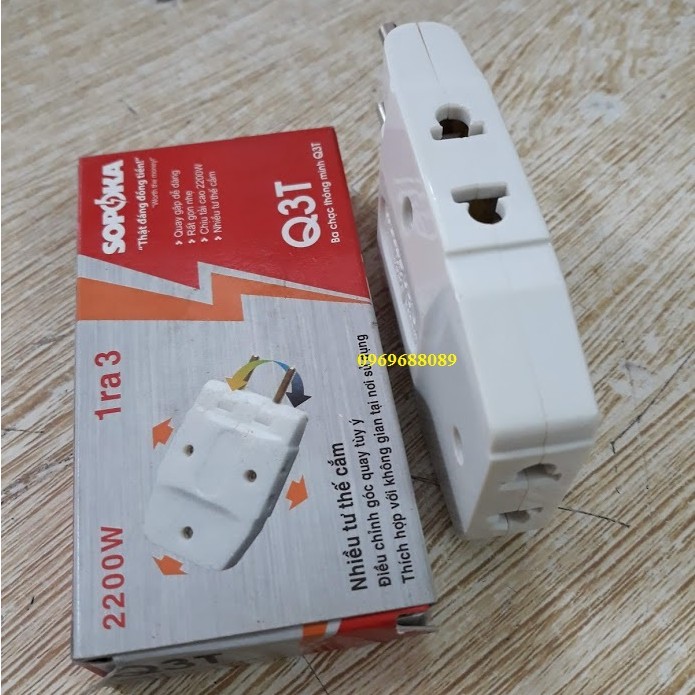 Phích nối chia 3 thông minh Q3T 2200w