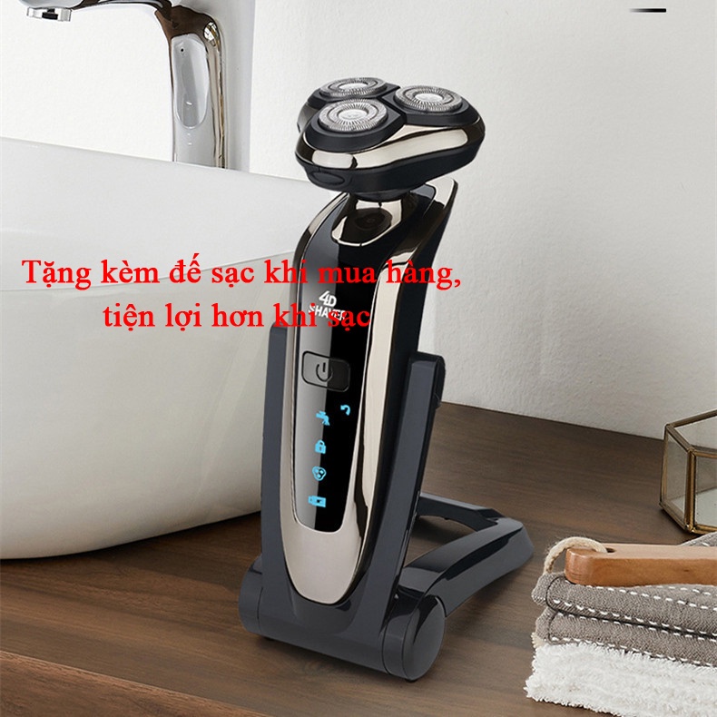 Máy Cạo Râu Đa Năng 4d Shaver, Dao Cạo Râu Đa Năng Cầm Tay 3 Lưỡi Kép,Máy Cạo Êm,Chống Nước,Sạc Pin Nhanh