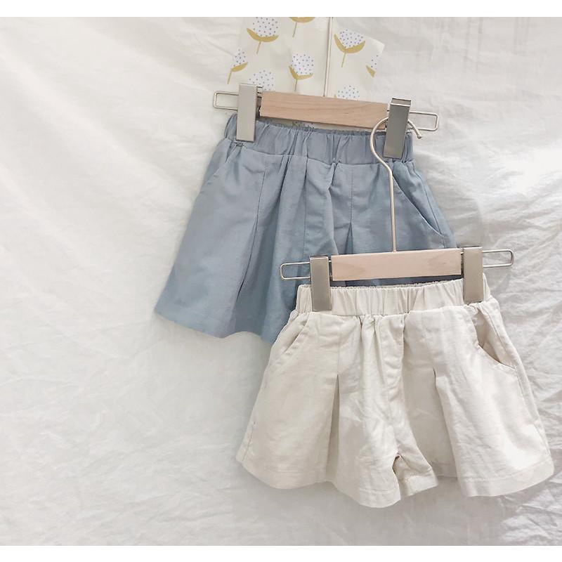 Quần Short Vải Lanh Cotton Ống Rộng Thời Trang Năng Động Dành Cho Trẻ