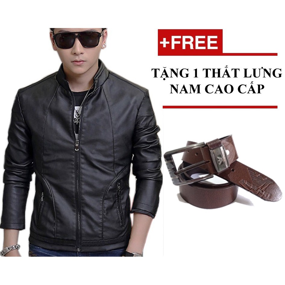 Áo khoác da nam lót lông AK81 Bonado + tặng 1 thắt lưng cao cấp