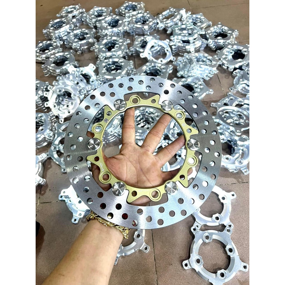 Đĩa Bremb@ trước Winner màu kem lắp như zin, khoen inox 304 siêu sáng