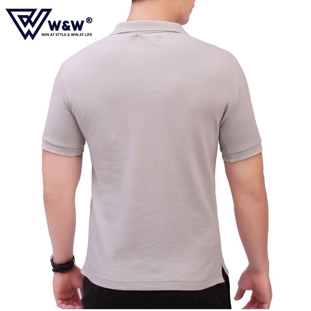 Áo Thun Nam Polo W&amp;W Dáng Slim Fit- Cổ Đức Bẻ Phối Hai Khuy Màu Trơn, Chất Liệu Thoáng Mát, Bền Màu POLO04