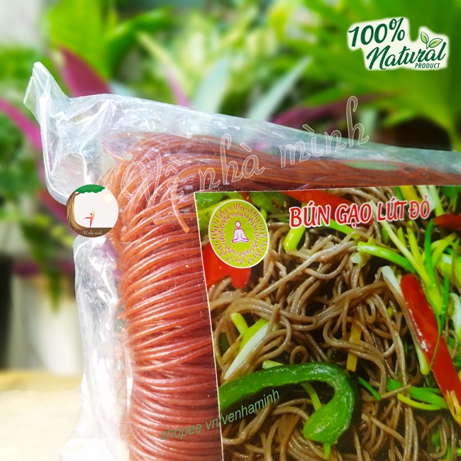 BÚN GẠO LỨT ĐỎ HỮU CƠ TỰ NHIÊN 500GR ( bún lức sợi tròn nhỏ dễ ăn cho người lớn, trẻ nhỏ, ăn kiêng, chay, thực dưỡng )