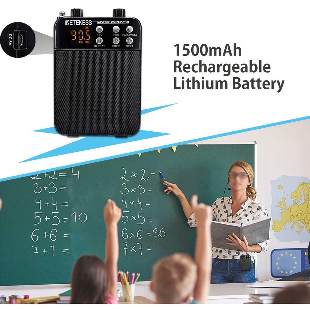 Hệ Thống Khuếch Đại Âm Thanh Không Dây Mini Retekess TR619 PA TT123 TR503 2.4G Kèm Mic Dùng Cho Giảng Dạy