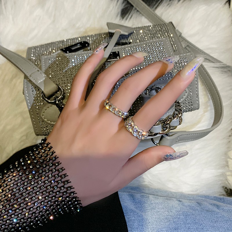 Nhẫn Kim Cương Pha Lê Bạc 925 Thiết Kế Sang Trọng Thời Trang Cho Nữ