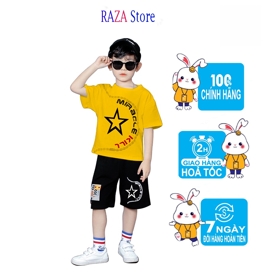 Bộ hè bé trai,Đồ bộ bé trai RAZA Store chất liệu cotton cao cấp sợi thoáng mát cho bé từ 15kg đến 46 RZM27