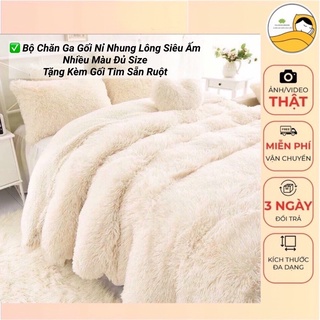 ( Hàng Nhập Khẩu) Bộ Chăn Ga Gối Nỉ Nhung Lông - Tặng Kèm Gối Trái Tim