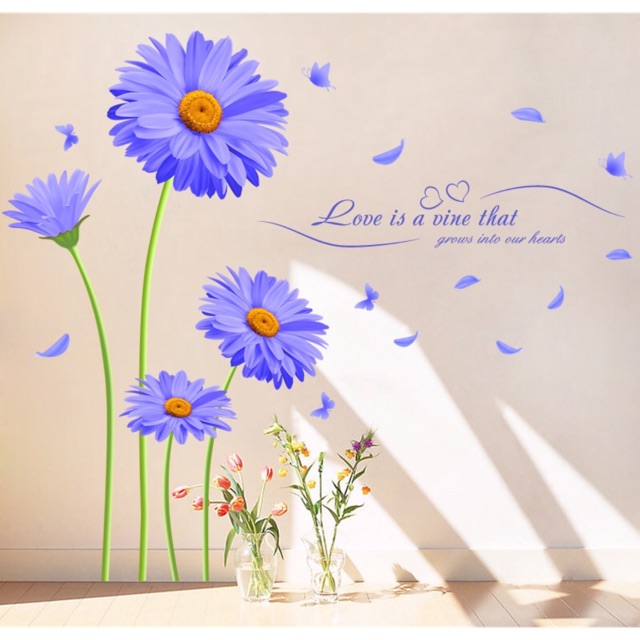 Decal dán tường hoa đồng tiền tím