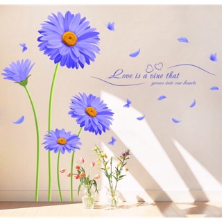 Decal dán tường hoa đồng tiền tím