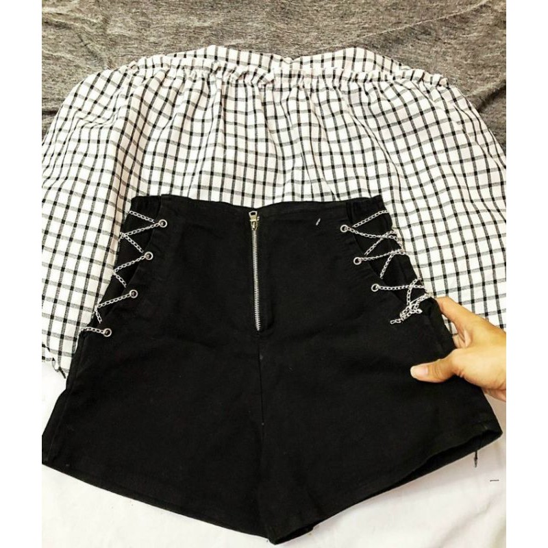 Quần short kaki lưng cao khóa kéo trước đan xích chất co giãn hàng y hình kèm ảnh thật chính chủ ( size S, M, L, XL)